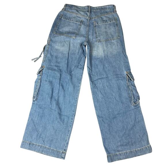 Wild Fable Mid Rise Baggy Cargo Light Blue Denim Jeans Size 4 - Picture 1 of 4